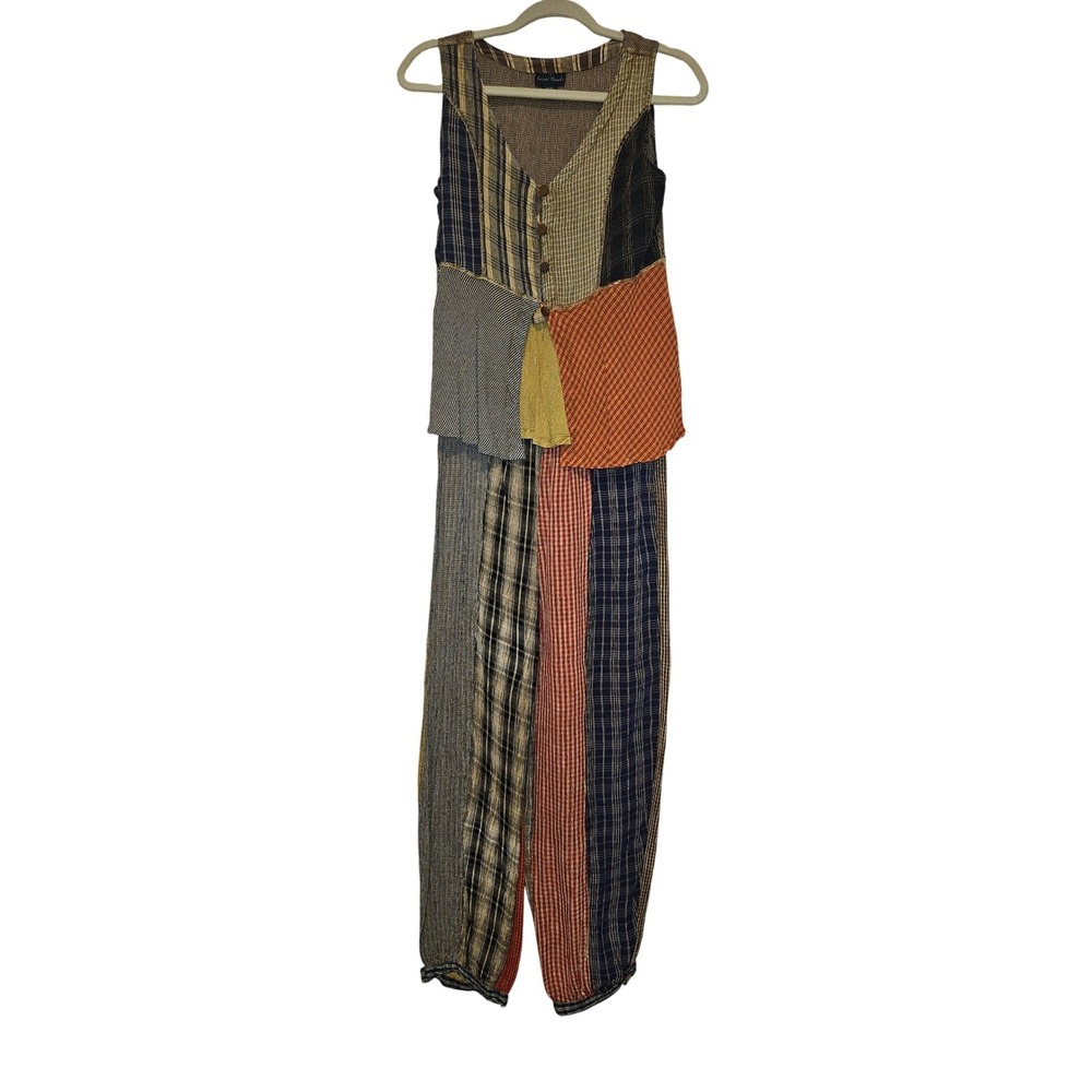 Boho Patchwork Wide-Leg Jumpsuit in Multicolor - Picture 5 of 9